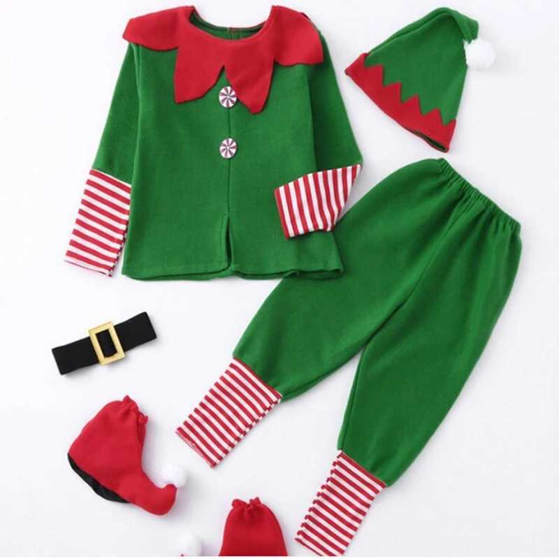 Christmas Santa Claus Costume Adult Kids Family Green Elf Cosplay Outfits Carnival Party New Year performance Xmas Dress Gift L250918
