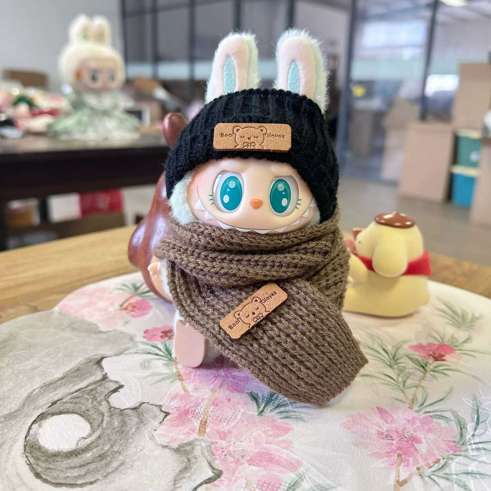 17cm Plush Dolls Clothes The Monster Labubu Outfit Accessories Clothing DIY Kids Gift Little Bear Scarf Hat Winter Wear C250919