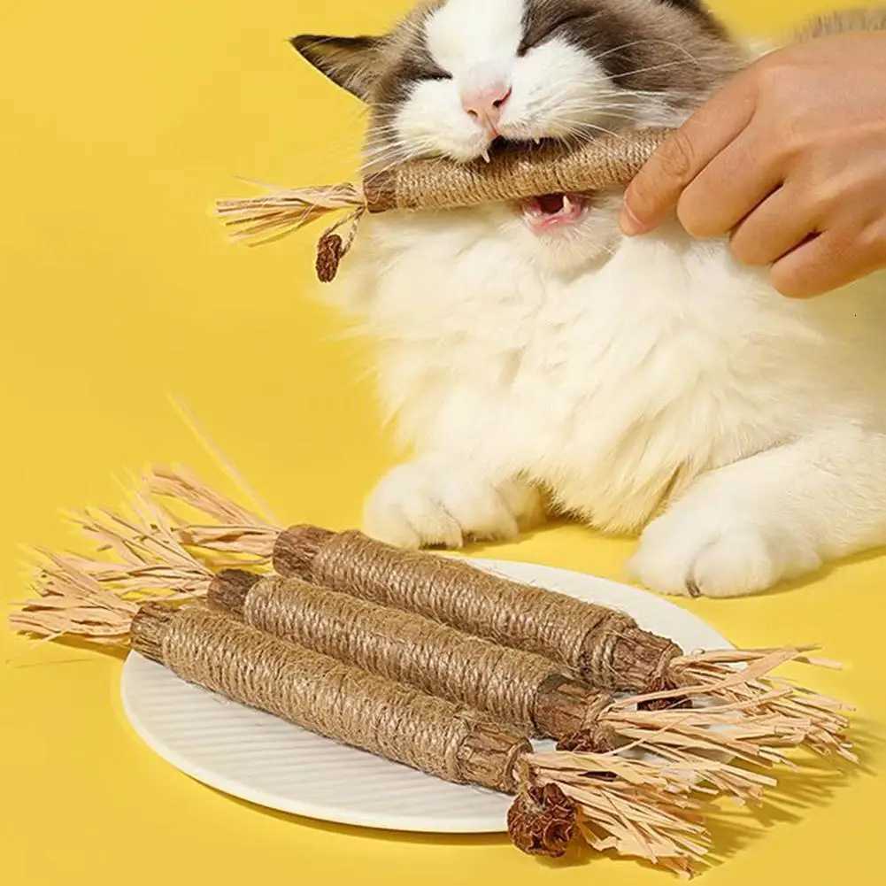 12510PCS Pet Toy Natural Pet Cat Snacks Stick Cleaning Tooth Catnip Cat Toys Actinidia Silvervine For Training Cats Accessory X250918
