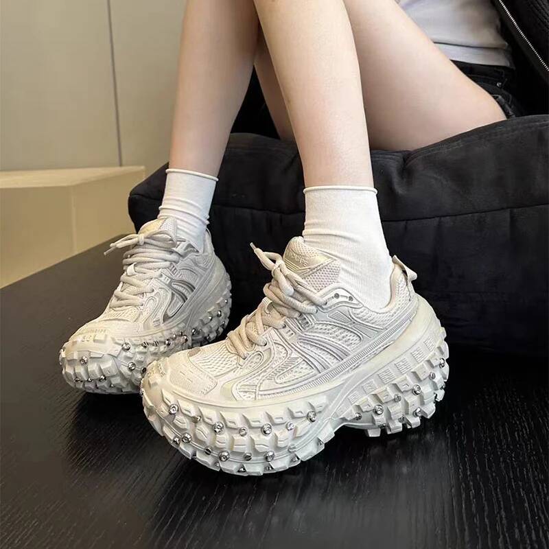 Fashion Brand Men's Or Women's Thick-soled 2025 Spring New Rivet Design Couple Sports Breathable Casual Shoes ddmymonkey