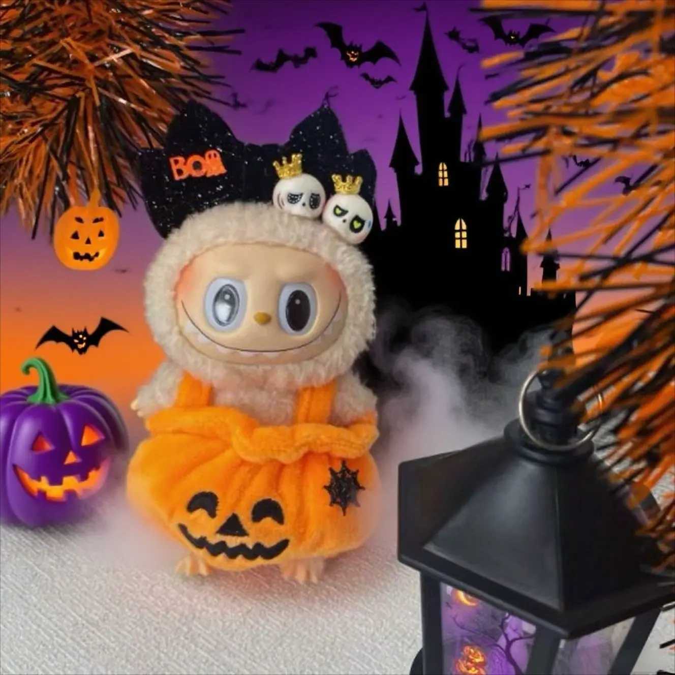 Only Clothes17cm Labubu V123 Clothes Pumpkin Halloween Carnival Cosplay Costume Cute Outfit Accessory DressUp Party Gift C250919