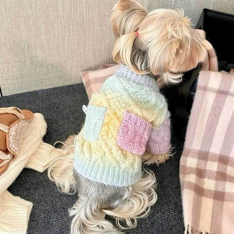 2025 New Arrival Cute Colorful Patterned Sweater for Small Pet Dogs Warm Wear Fashionable Dog Clothes S25911