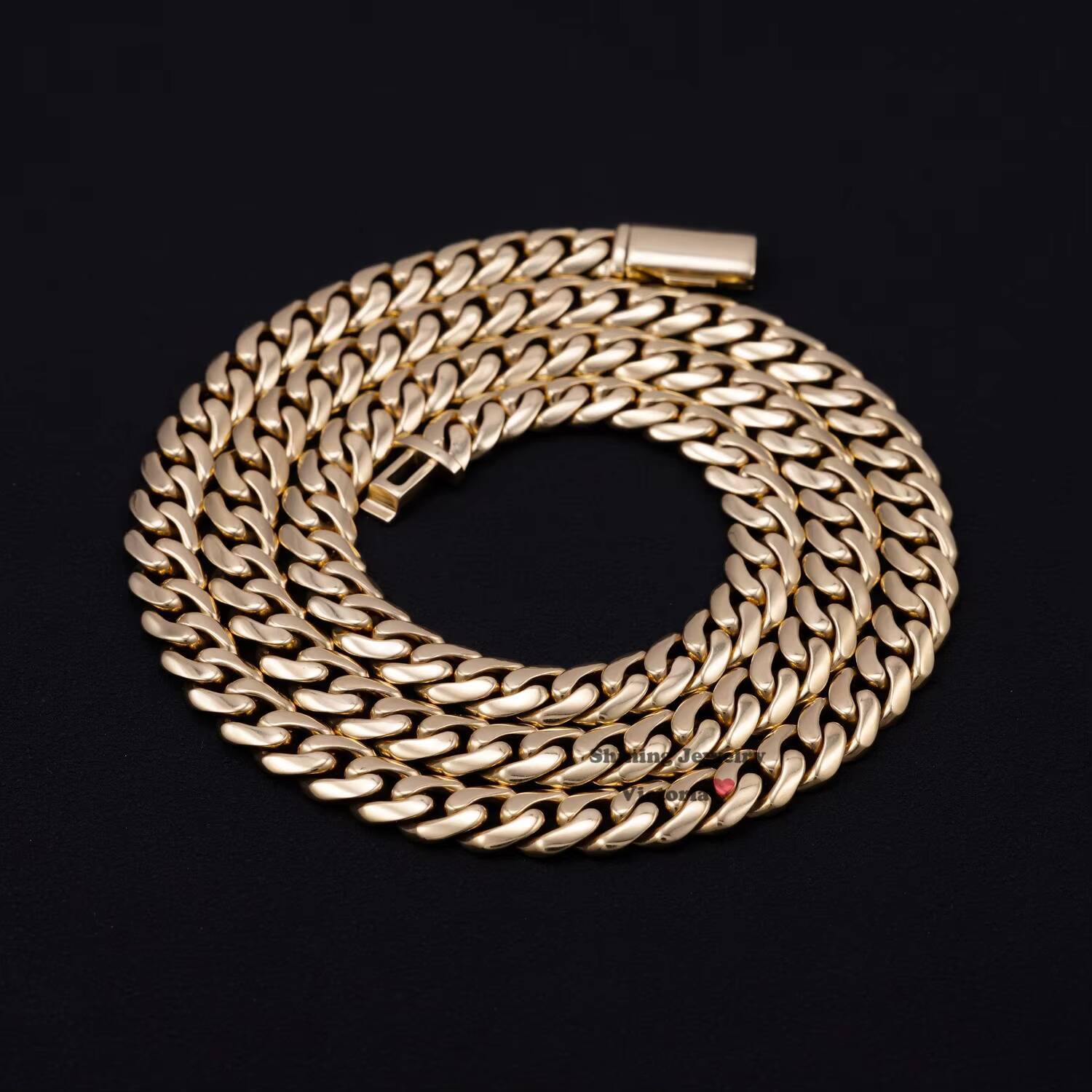 Plain Cuban Necklace Unisex Necklace Jewelry 8MM 22 684 Gram 10K Solid Real Gold Cuban Link Chain
