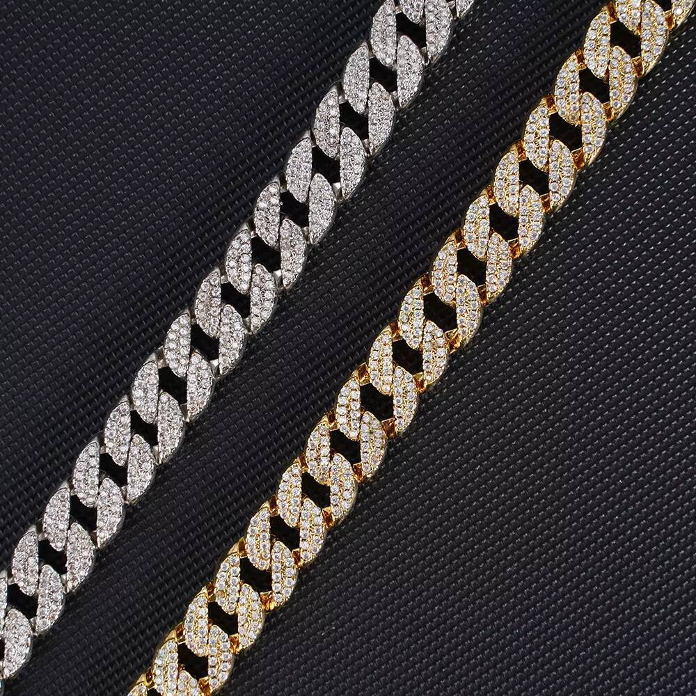 JL Jewelry 12mm 18K Cuban Link Chain Necklace Men Bracelet