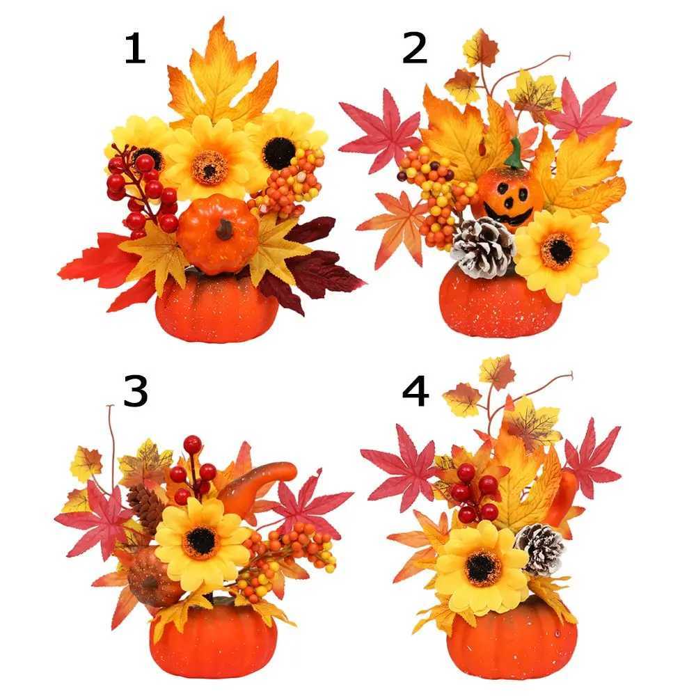 Fall Home Decor Artificial Ornament Maple Leaf Autumn Harvest Halloween Decorations Pumpkin C250919
