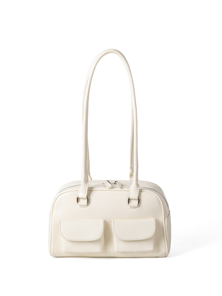 2025 New Korean-Style Niche Ins Textured Oiled Wax Leather Single-Shoulder Underarm For Women Large-Capacity Hand-Held Bowling Bag