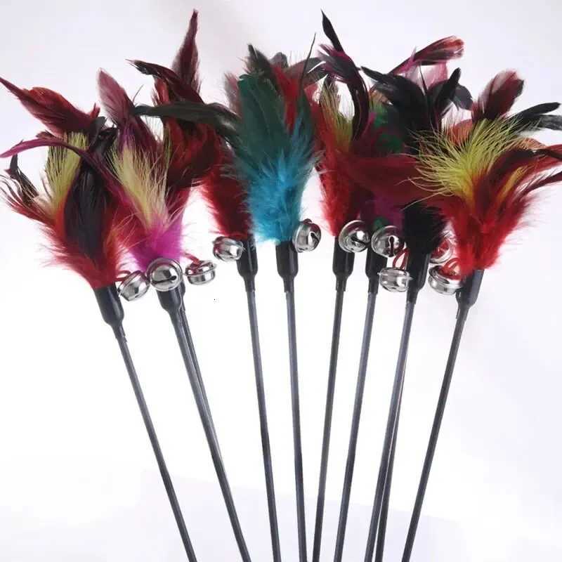 Funny Cat Stick Colorful Feathers Tease Cats Sticks Training Interactive Toys for Cats Fishing Rod Cat Accessories Pet Supplies X250918