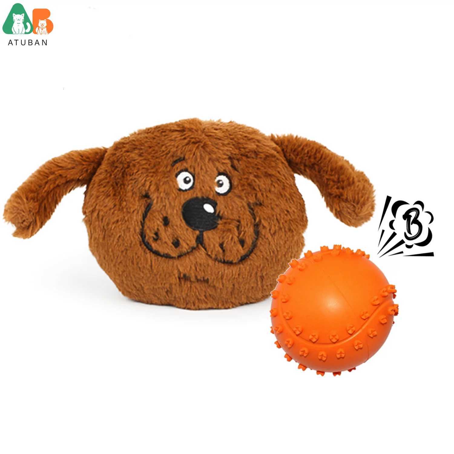 ATUBAN Dog Interactive Toys 2in1 Dog Plush Squeaky Small Balls Pet Toys Halloween Xmas for Small Medium Large DogsBlue Monster X250918