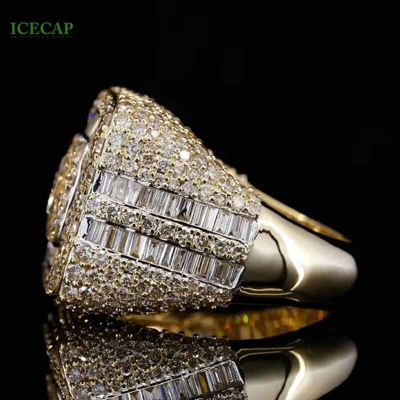 Personality 925 Silver Men Ring Charm baguette Cut VVS Moissanite Ring Past Diamond Tester Gold Jewelry