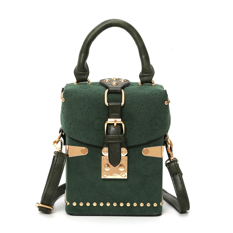 2025 new women's buckle rivet small square bag fashionable retro handbag designer crossbody bag