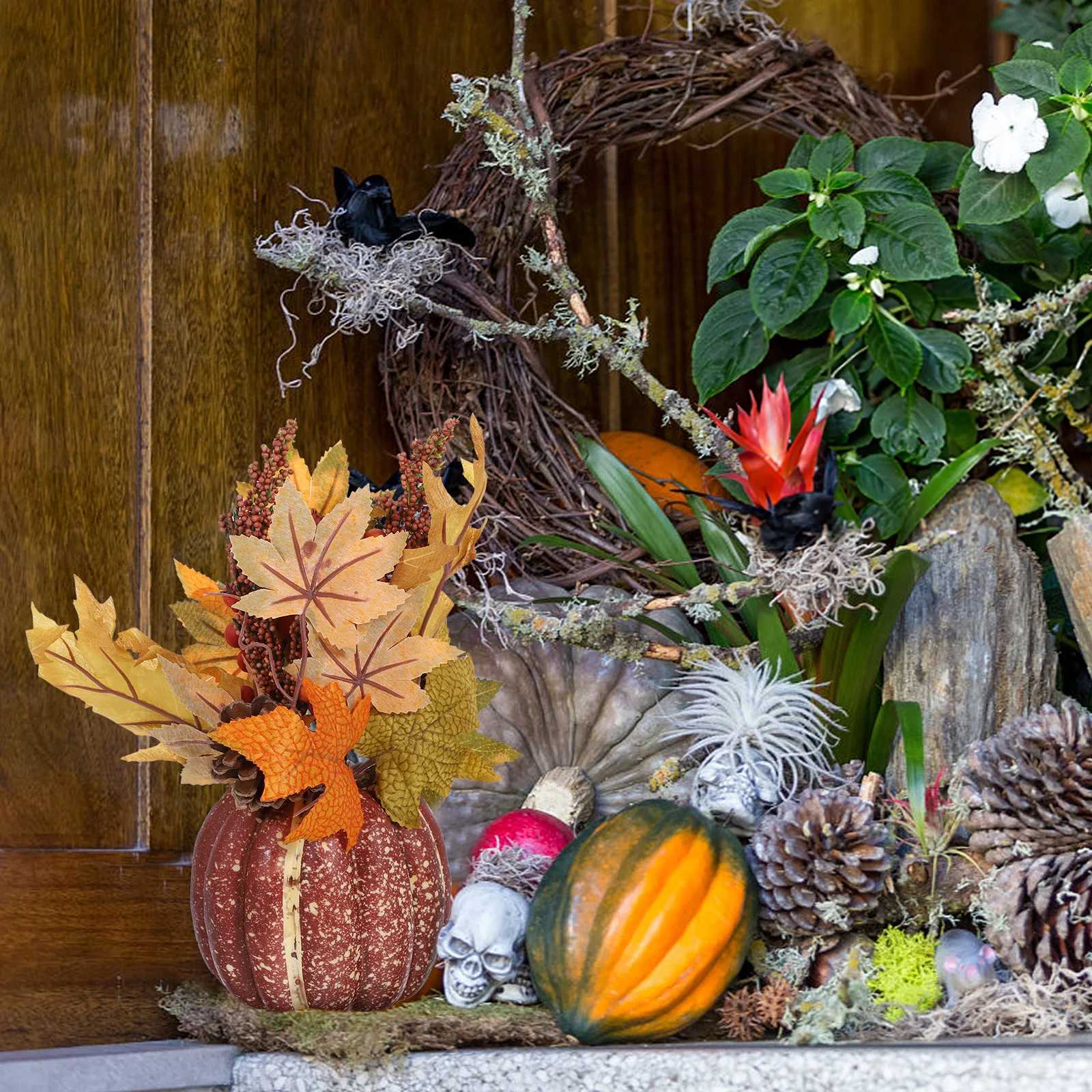 Maple Leaf Pumpkin Ornament Christmas Decor Outdoor Table Adornment Foam Bipeltate C250919