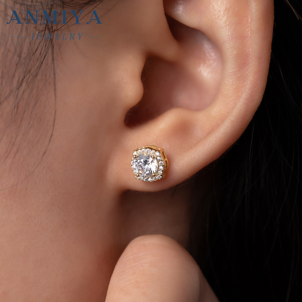 Trendy Dainty Jewelry Minimalist Bling 925 Sterling Silver Big 5A Zircon Custom Designer Fashion Stud Earrings