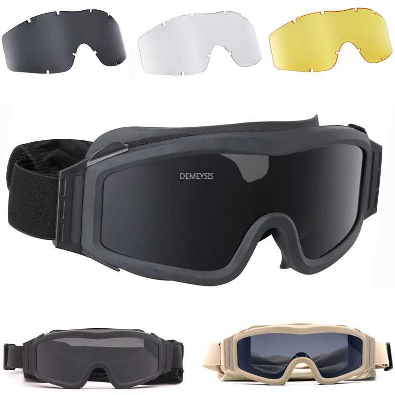 Tactical Goggles 3 Lens Windproof Dustproof Shooting Motocross Motorcycle Mountaineering Glasses Airsoft CS Protection Eyewear J250919