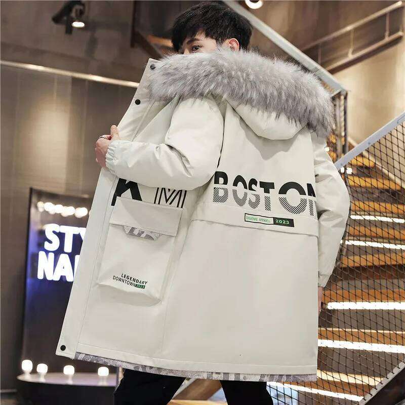 Fashion Men's Thicken Hooded Plush Jacket 2025 Autumn Winter Streetwear Mid-Length Warm Fleece Coat Windproof Top Parka Clothing