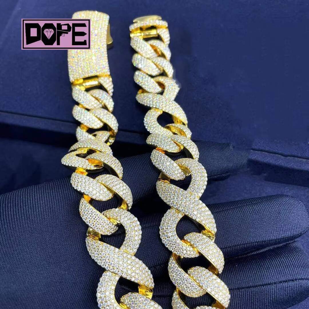 Fine Jewelry Cuban Chain Infinity Necklace Hip Hop 925 Sliver Gold Plated Vvs Iced Out Moissanite Cuban Chain