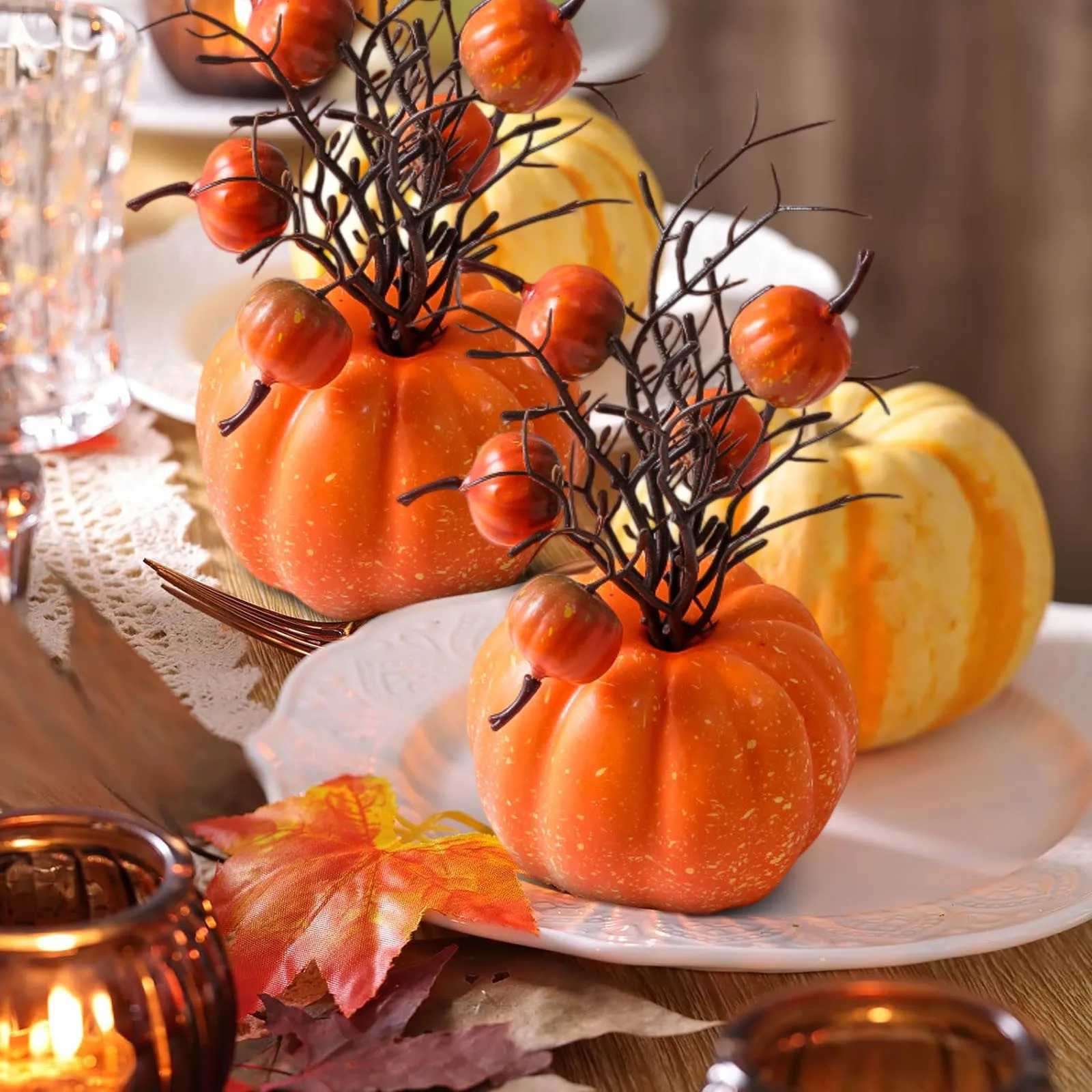 Halloween Decorations Pumpkin Ornaments Artificial Pumpkin Maple Leavesautumn Party Harvest Festival Autumn Home Dcor Props C250919
