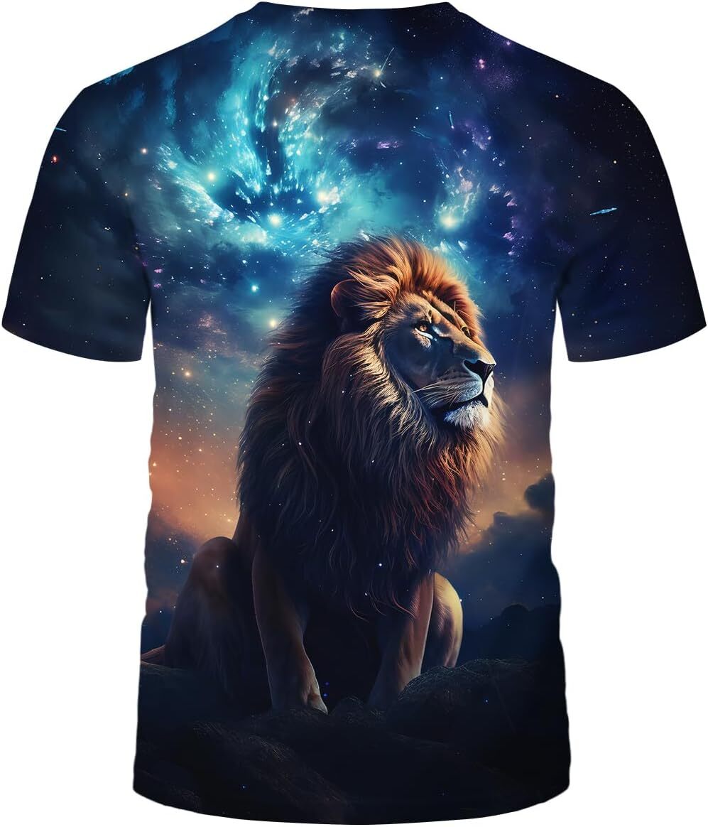 Mens T shirt Mens The Milky Way Animal Lion Pattern Cool Graphic Graphic Tee Casual Tops Clothes Short sleeve 2025