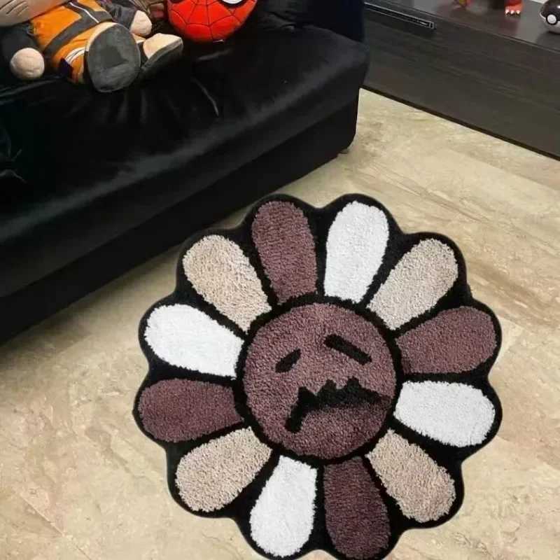Aesthetic Suower Carpet Tufting Bathro Antislip Carpet Fluffy Thickening mats Sun Flowers Cactus Rug Living Ro Rug Decor C250919