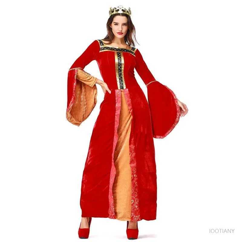 Halloween Sexy Gothic European Medieval Retro Court Queen Masquerade Carnival Party Court Princess Red Dress RolePlay L250918
