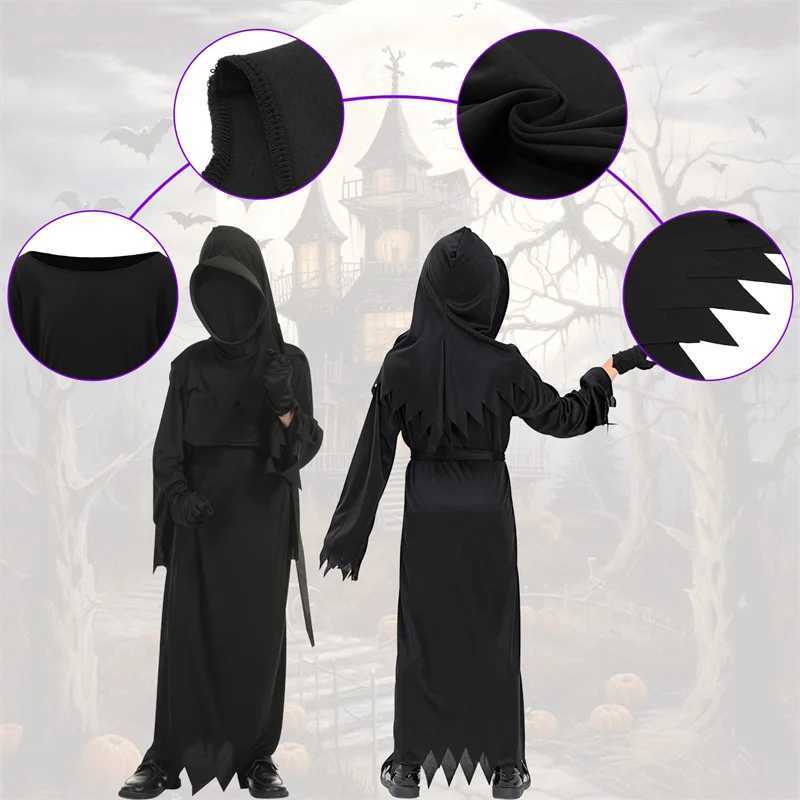 Boys Girls Halloween Grim Reaper Costume for Kids Role Play Cosplay Outfits L250918