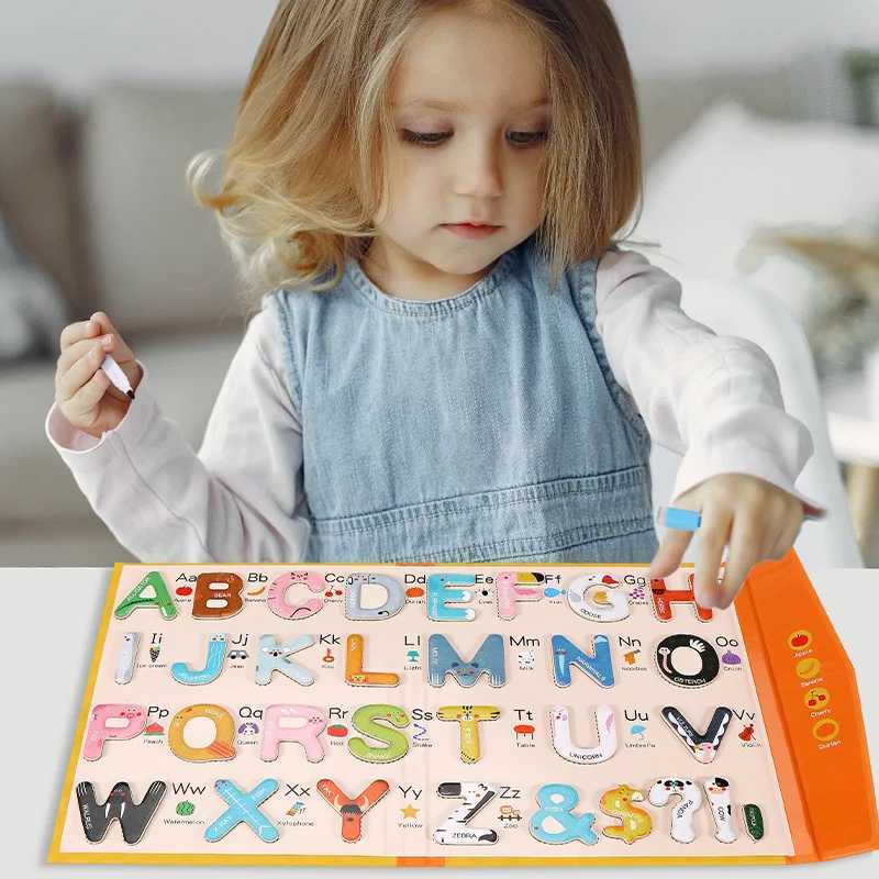 Montessori Wooden 26Pcs Magnetic English Letters Board Game Alphabets Languages Learning Book Educational Toy for Children Gifts C251204