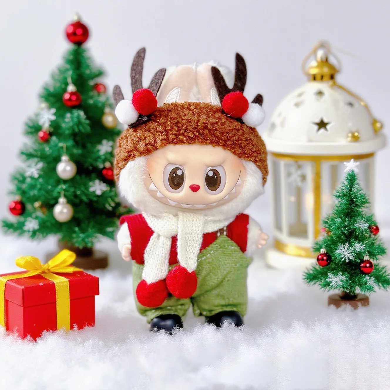 For Labubu Christmas Deer Set Santa Claus Dress Up for V1V2V3 Outfit Holiday Gift Vinyl Doll Dressup Game Christmas Gifts C250919