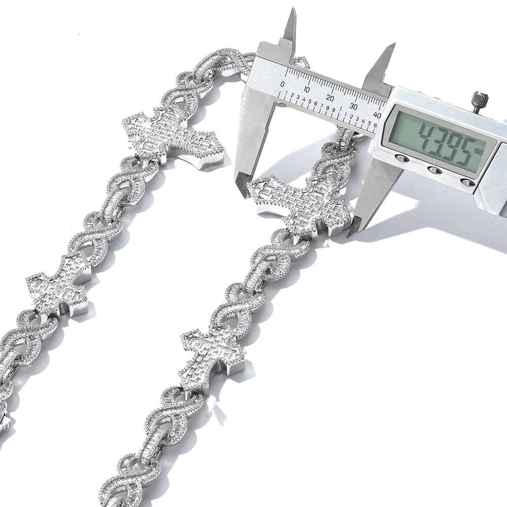 NUOYA Hip Hop Fine Jewelry Shiny Necklace Elastic Clasp Mixed Cross 8Shaped Design Chain Moissanite Silver Plated Chain Necklace