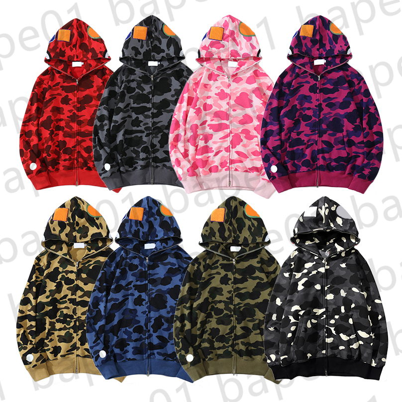 Mens Designer Hoodies Jacket Full Zip Up Jackets Men Women Streetwear Camouflage Pattern Hoodie Sweatshirts For Male Colors Womens Clothing M-3XL