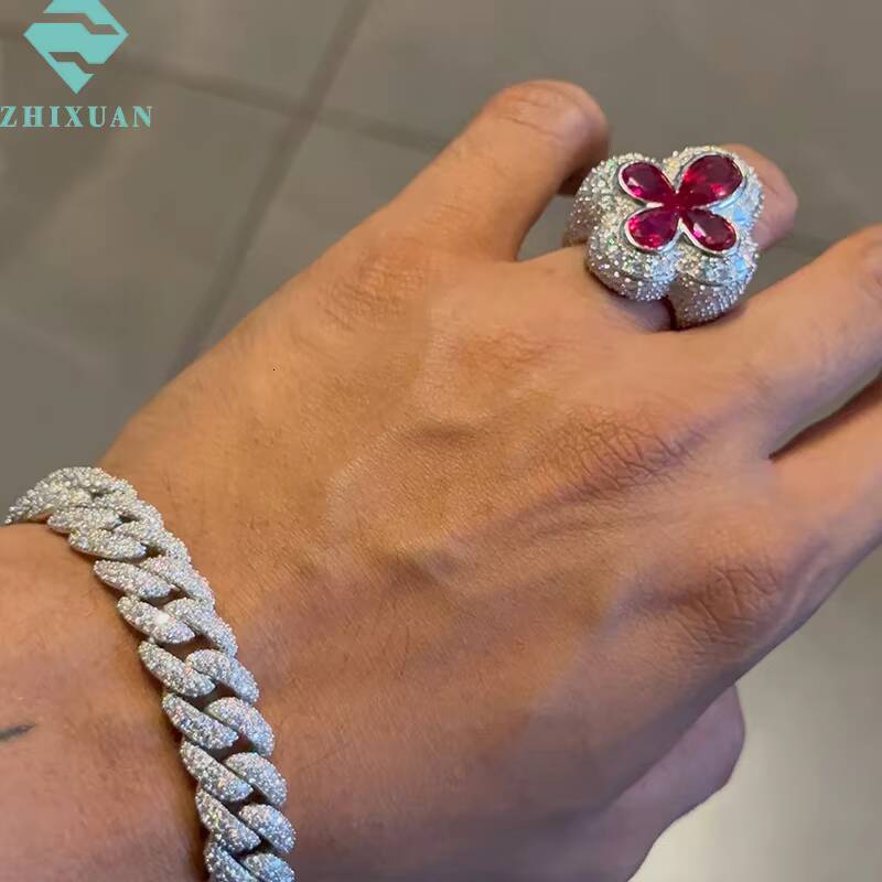 925 Silver Fine Jewelry Hip Hop Style Iced Bling Cross Ring Moissanite for Men and Women Valentines Day Prayer Gift Rings