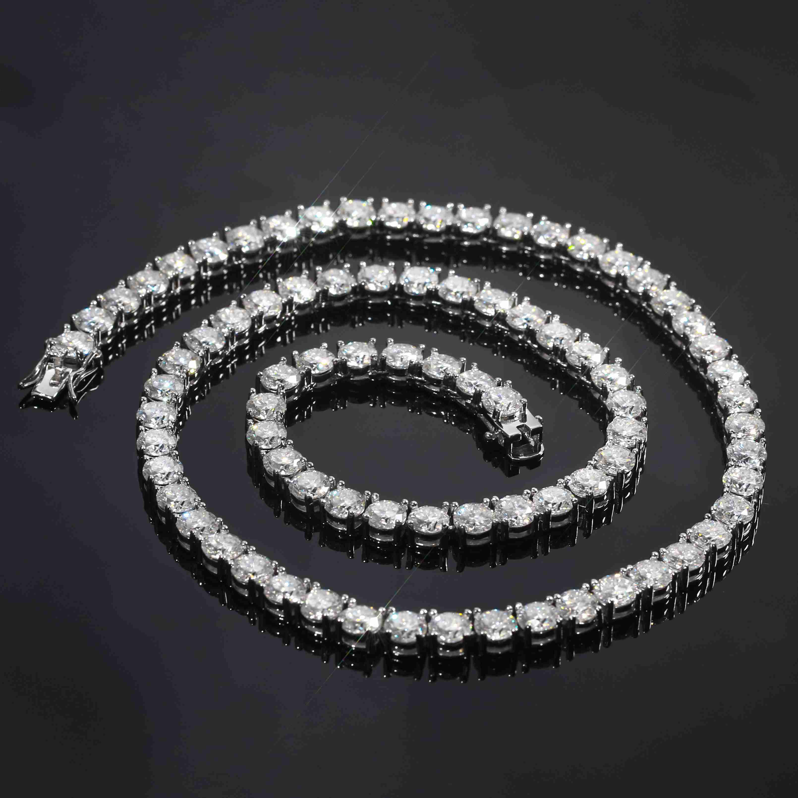 USA trends Tennis Chain 4mm Round Moissanite GRA Certificate S925 Silver Moissanite Tennis Chain