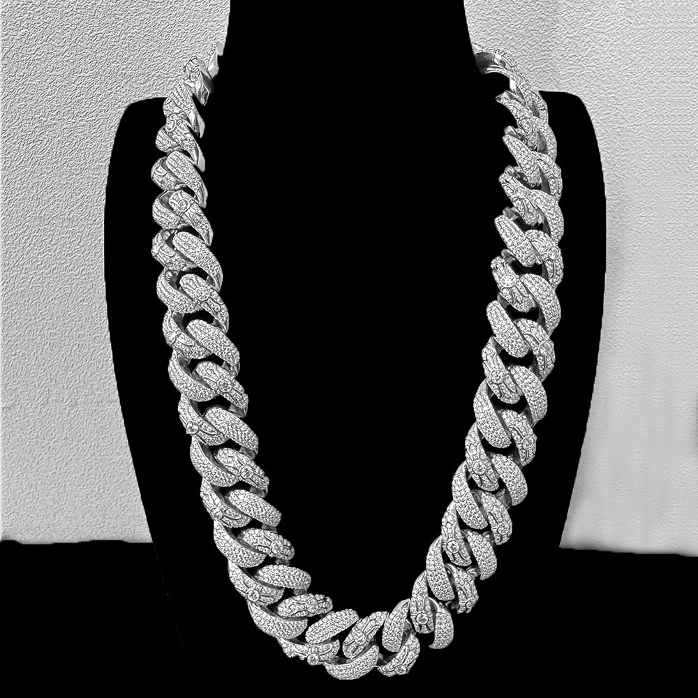 20mm Hiphop Cuban Link Chain Necklace 4 Rows 925 Silver Customized Trend Vvs Iced Out Moissanite Cuban Chain