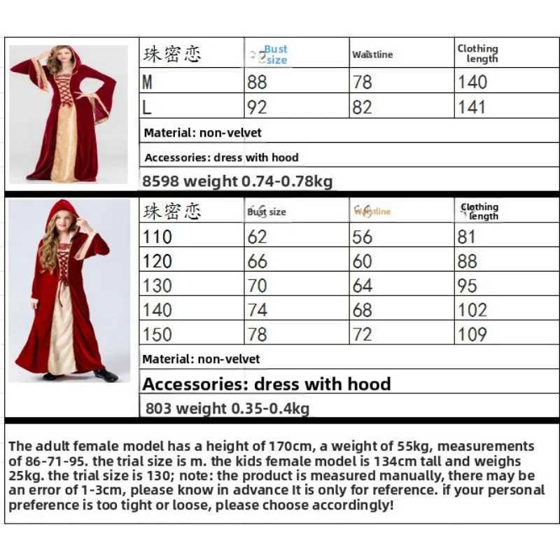 Parentchild European Vintage Court Costume Children Adult Halloween Witch Vampire Play Costume Drama Costumes L250918