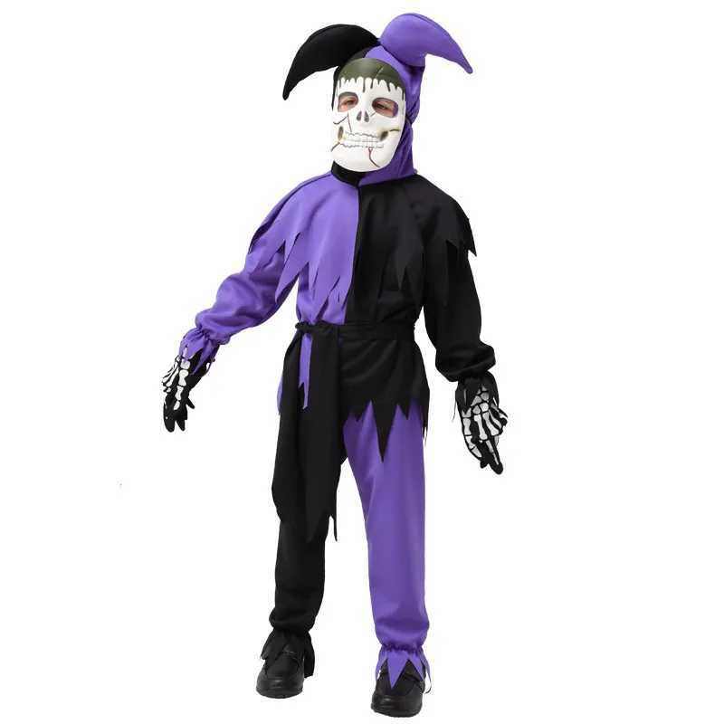 Skull Devil Costumes Purple Black Halloween Cosplay For Boys Clown Suit Carnival Costumes L250918