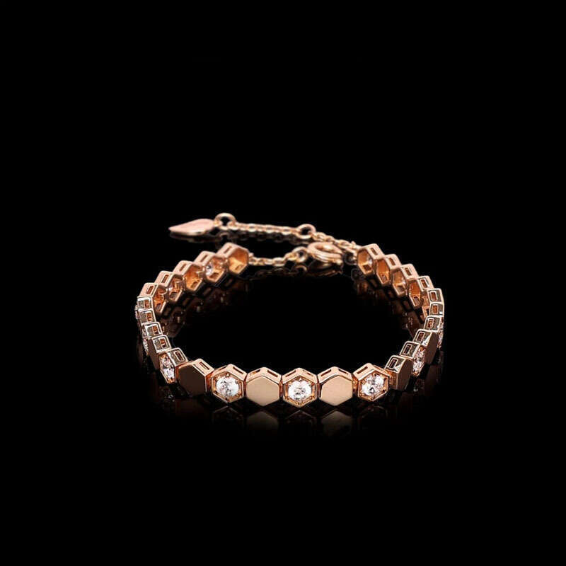 Zircon Hollow Hexagonal Beaded Heavy Craft Light Elegant Bracelet Niche Fashion High-end Sense Jewelry