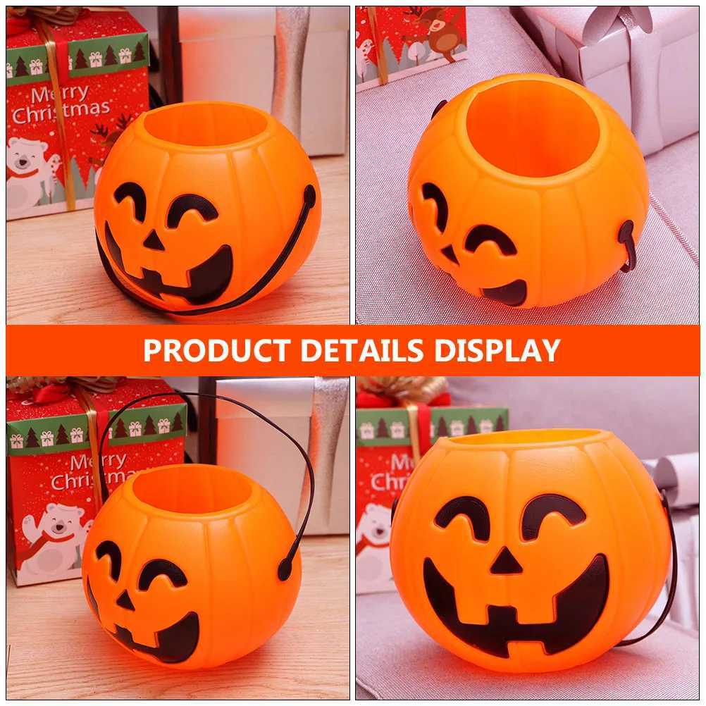 3pcs Halloween Evil Pumpkin Buckets Funny Portable Candy Container Pumpkin Bucket Candy Decor Pail Treat Buckets Lantern C250919
