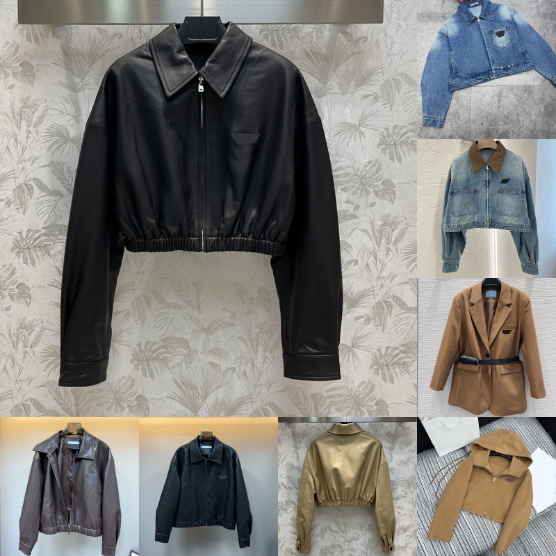Brand Pu Leather Women Jacket Designer Long Sleeve Denim Jackets Coat Spring Autumn Elegant Street Style Outerwear