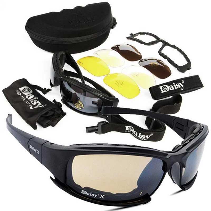 Daisy Tactical Polarized Glasses Outdoor Sport Goggles Sunglasses with 4 Lens Box Men Shooting Hiking Eyewear Glasses J250919
