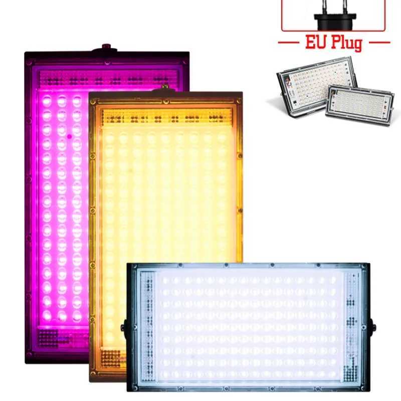 LED Grow Light Full Spectrum Phyto Lamp AC 220V 50W 100W Floodlight with Control Plug for Indoor Grow Tent Plants Growth Light C250919