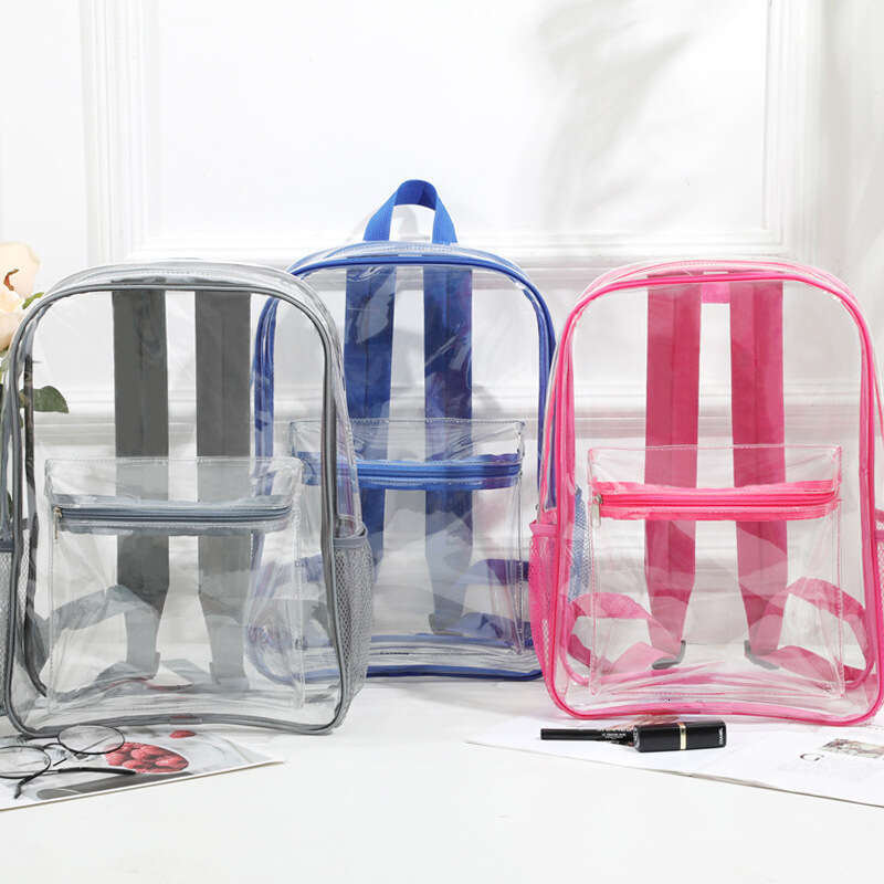 Designer style trendy school transparent backpack, large capacity outdoor travel backpack, transparent PVC waterproof backpack