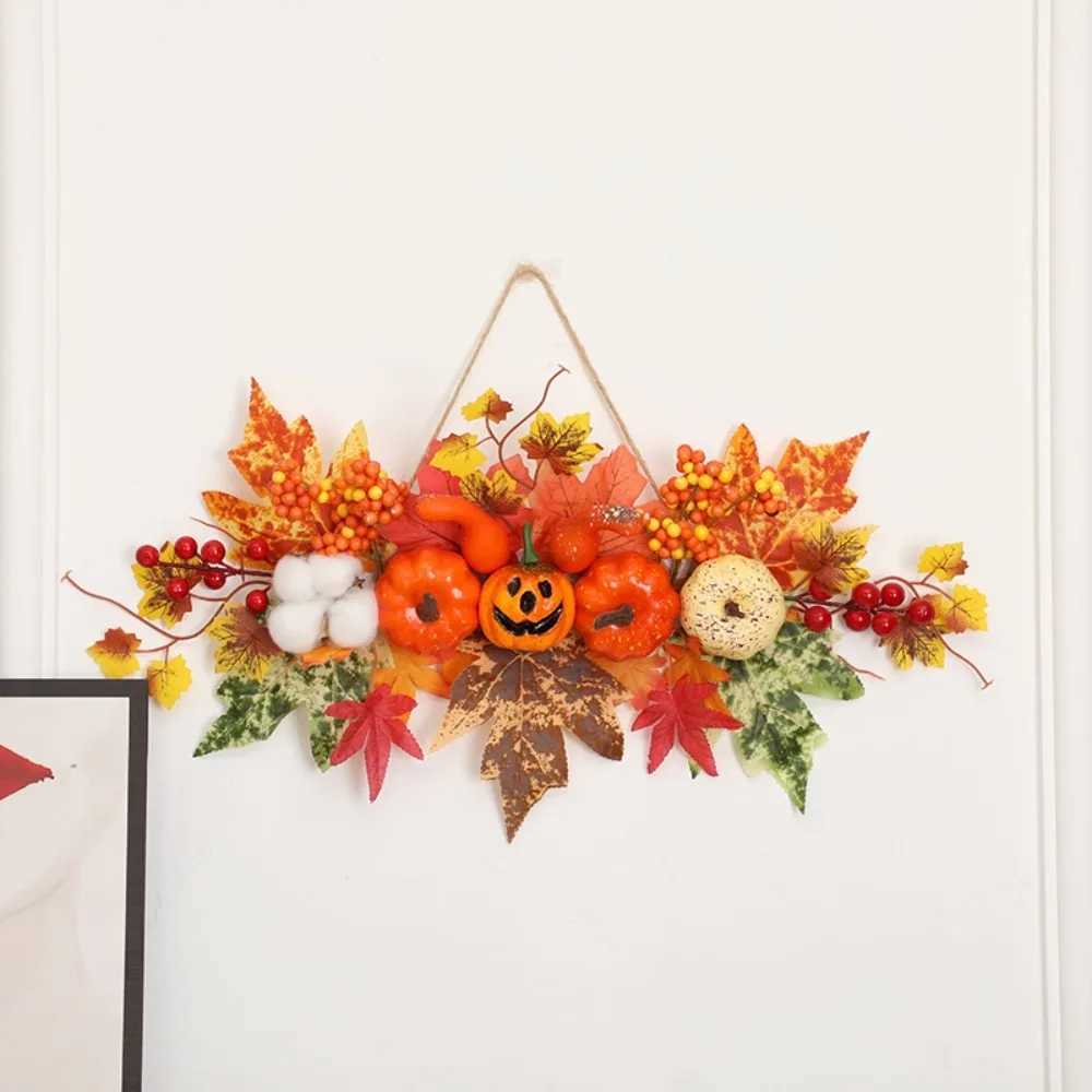 Artificial Halloween Maple Leaf Pumpkin Pendant Durable Festive Atmosphere Wall Hanging Props Reusable C250919