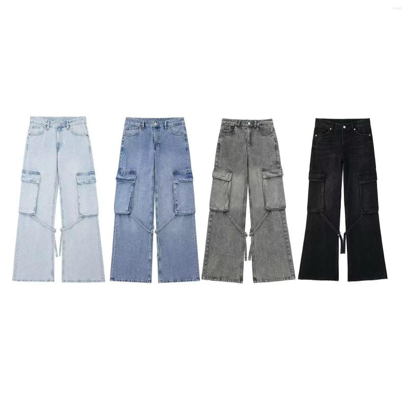 Women's Jeans Womens Mid Waisted Casual Straight Leg Pants Wide Long Street Fashion Loose Denim Pant Z260313