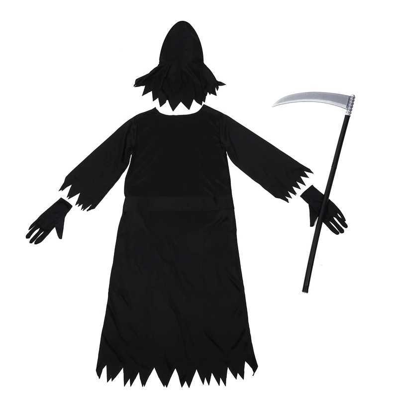 Child Creepy Red Eyes Fade In And Out Phantom Grim Reaper Glow In The Dark Costume Suit Cosplay Kids Halloween Carnival Party L250918