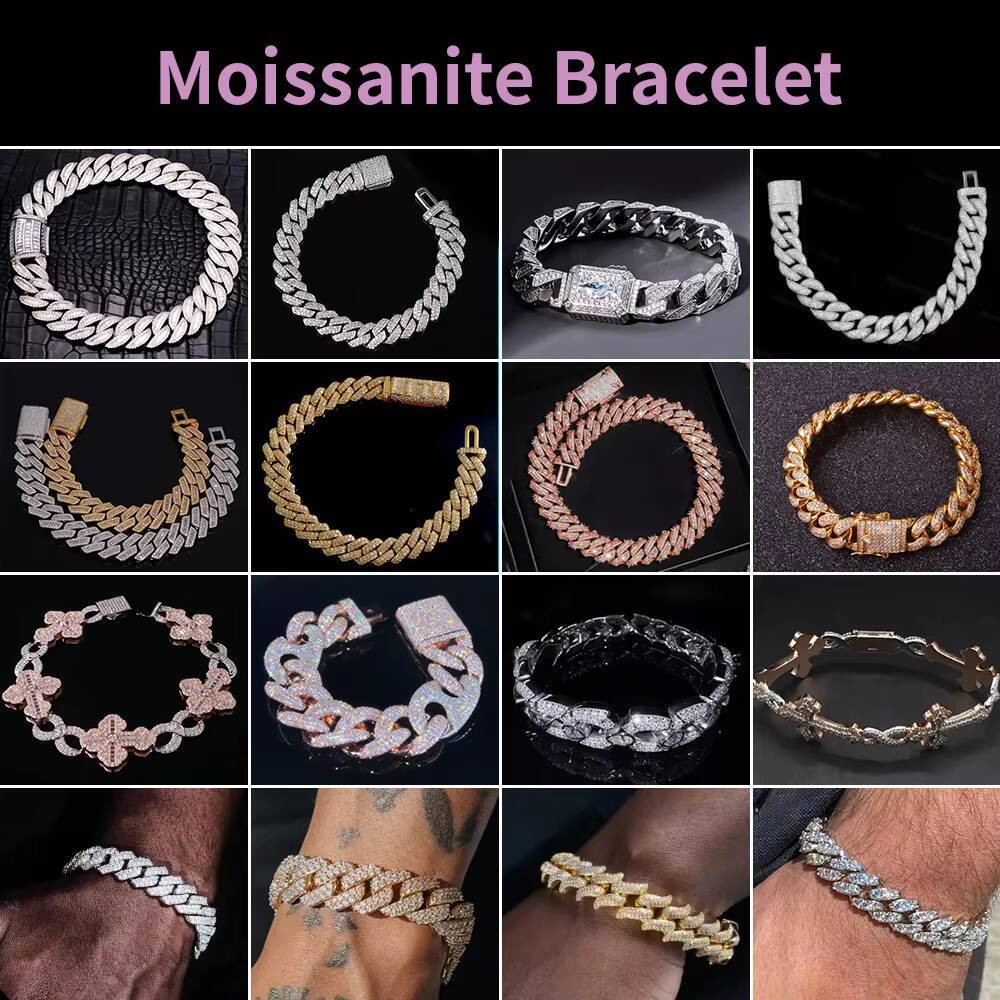 Dope Jewelry 8mm Cuban Link Chain 925 Sterling Silver Moissanite Diamond Hiphop Rapper Moissanite Cuban Chain