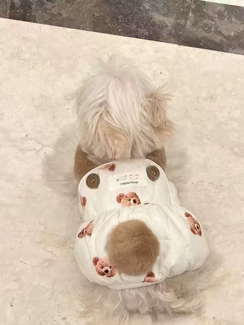 T1252 Simple high-end pet cat and dog wear striped leather jumpsuit