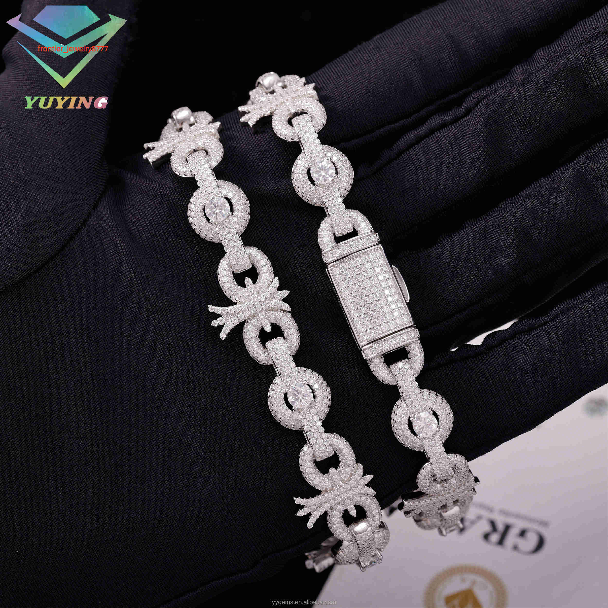 Luxury Mens Silver 925 Hip Hop Diamond Tester Bracelet VVS Moissanite Custom Cuban Chain Sale Pass Jewelry