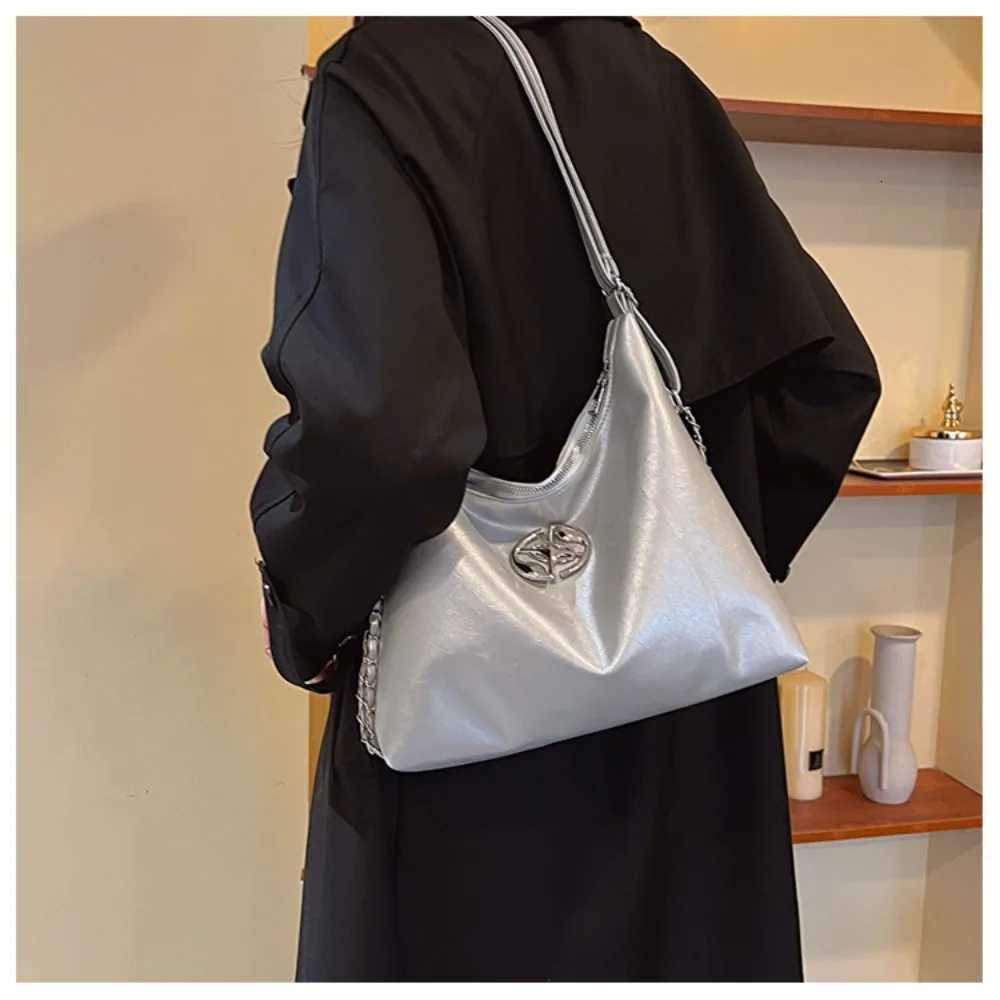 Womens Shoulder Bag Pleated Design Crossbody Bag Y2K Korean Tote Handbag PU Leather Plain Pleated Bag Underarm BagXJ250918