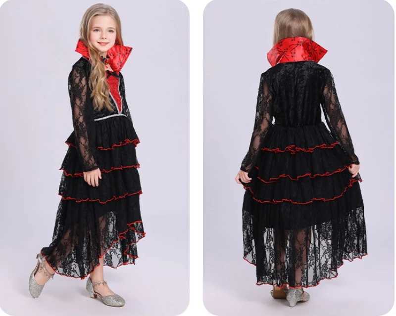 Childrens Halloween Cosplay Costumes Stage Show Vampire Dress Girls Cosplay Party Wear Fashion Witch Dresses Kids Clothes Robe L250918