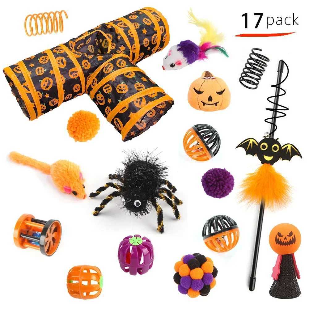 Halloween Toys Variety Pet Cat Toys Interactive Combination Set Kitten Toy Funny Cat Stick Sisal Mouse Bell X250918