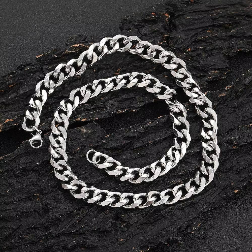 NUOYA Hip Hop Fine Jewelry 11MM Miami Cuban Link Chain 6 Sides Cut Design High Polished Stainless Steel Necklace for Men