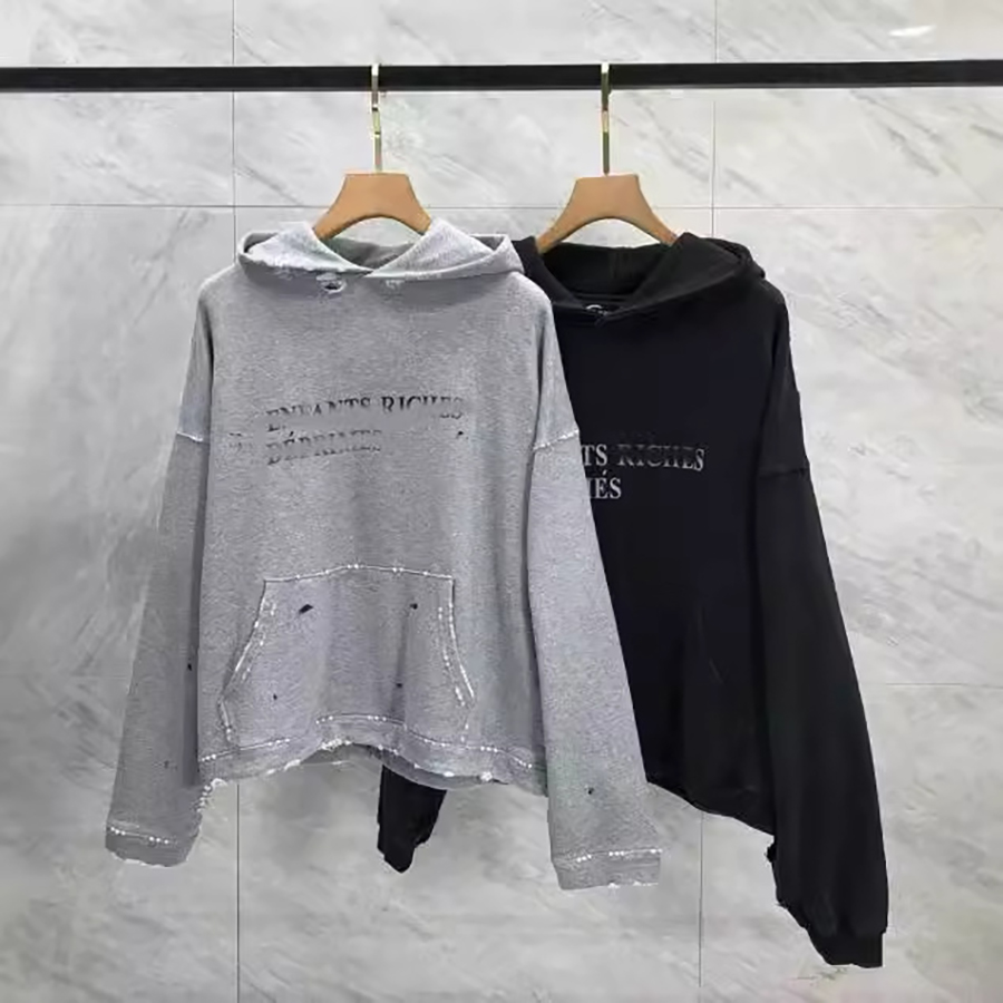 Designer Hoodie Men's Sweatshirt Fashion Retro Print High Street Distressed Hole Sweatshirt Unisex Oversized Streetwear Hoodie Sizes S-XL
